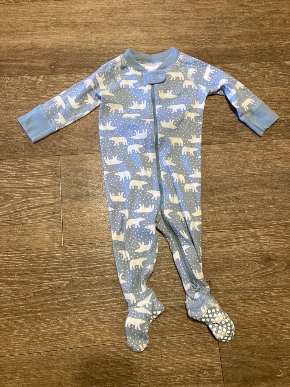 Hanna Andersson Light Blue Polar Bear Footed One-Piece